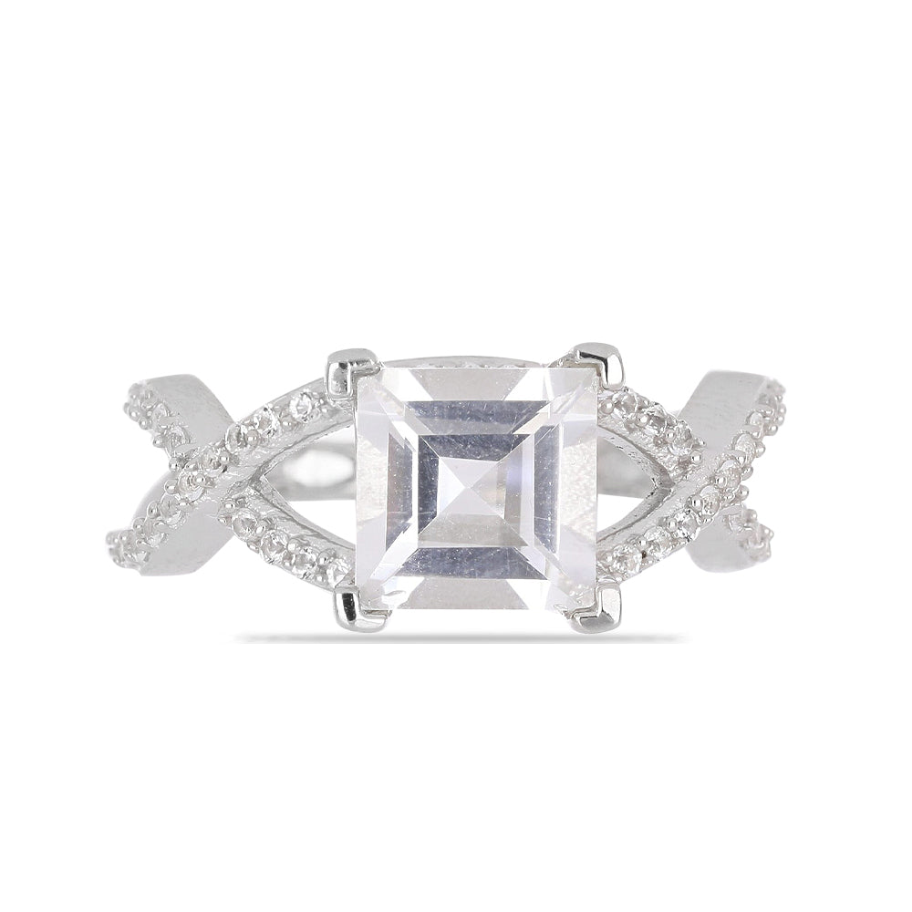 Silberring mit Kalgoorlie Petalit und weißem Topas 1 