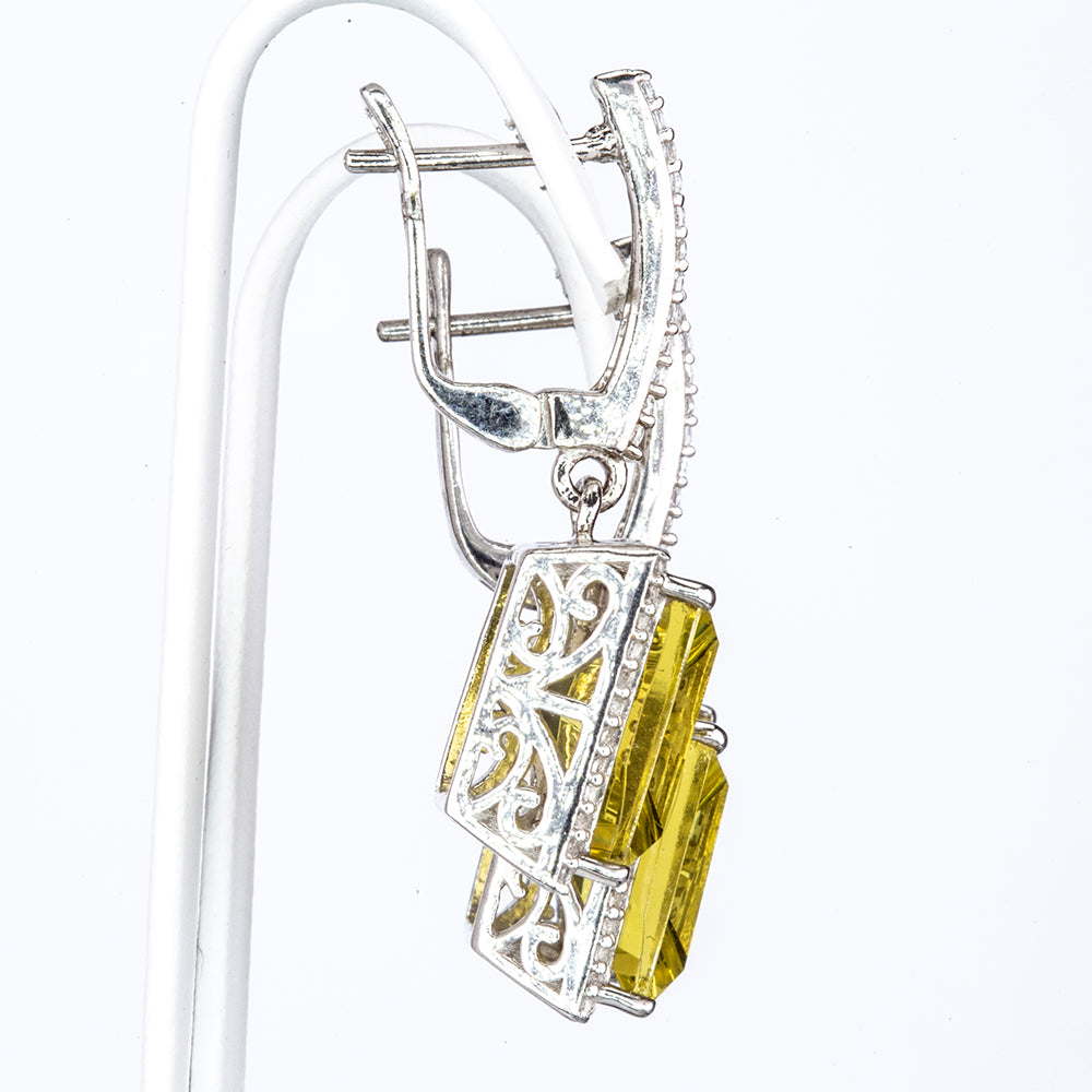 Silberohrringe mit künstlich hergestelltem Diaspor und weißem Topas 5 