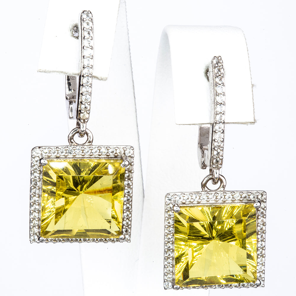 Silberohrringe mit künstlich hergestelltem Diaspor und weißem Topas 4 