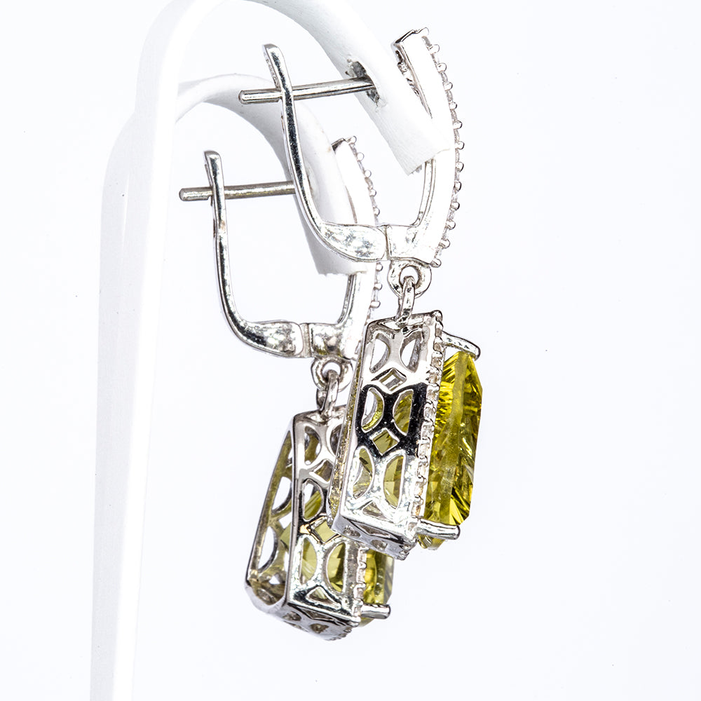 Silberohrringe mit brasilianischem Kristallquarz und weißem Topas