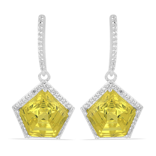 Silberohrringe mit künstlich hergestelltem Diaspor und weißem Topas