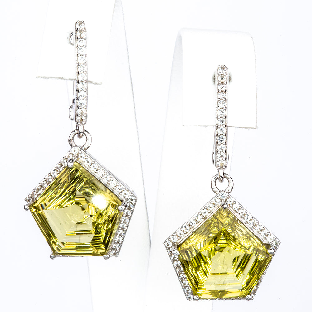 Silberohrringe mit brasilianischem Kristallquarz und weißem Topas 4 