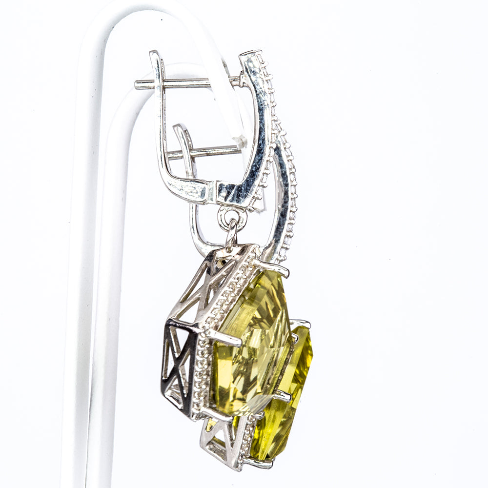 Silberohrringe mit brasilianischem Kristallquarz und weißem Topas 5 