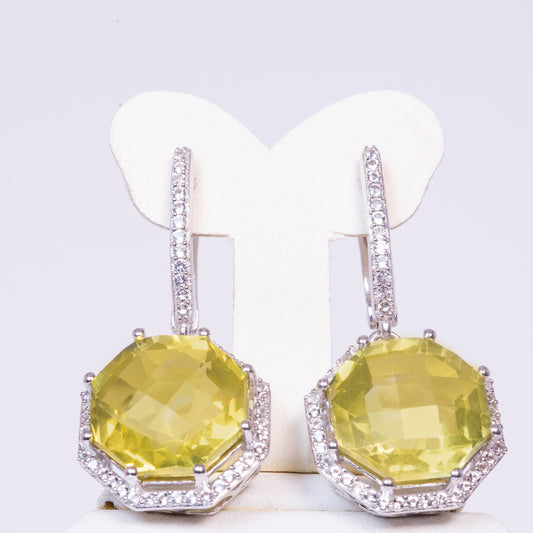 Silberohrringe mit brasilianischem Kristallquarz und weißem Topas