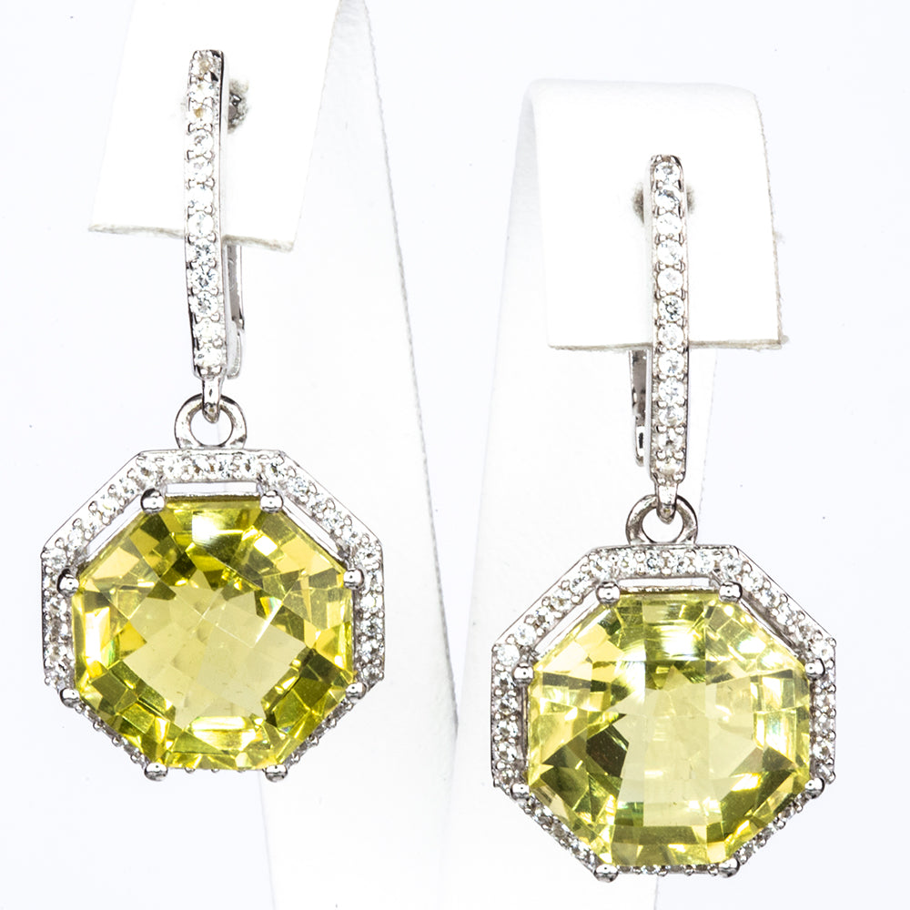 Silberohrringe mit brasilianischem Kristallquarz und weißem Topas