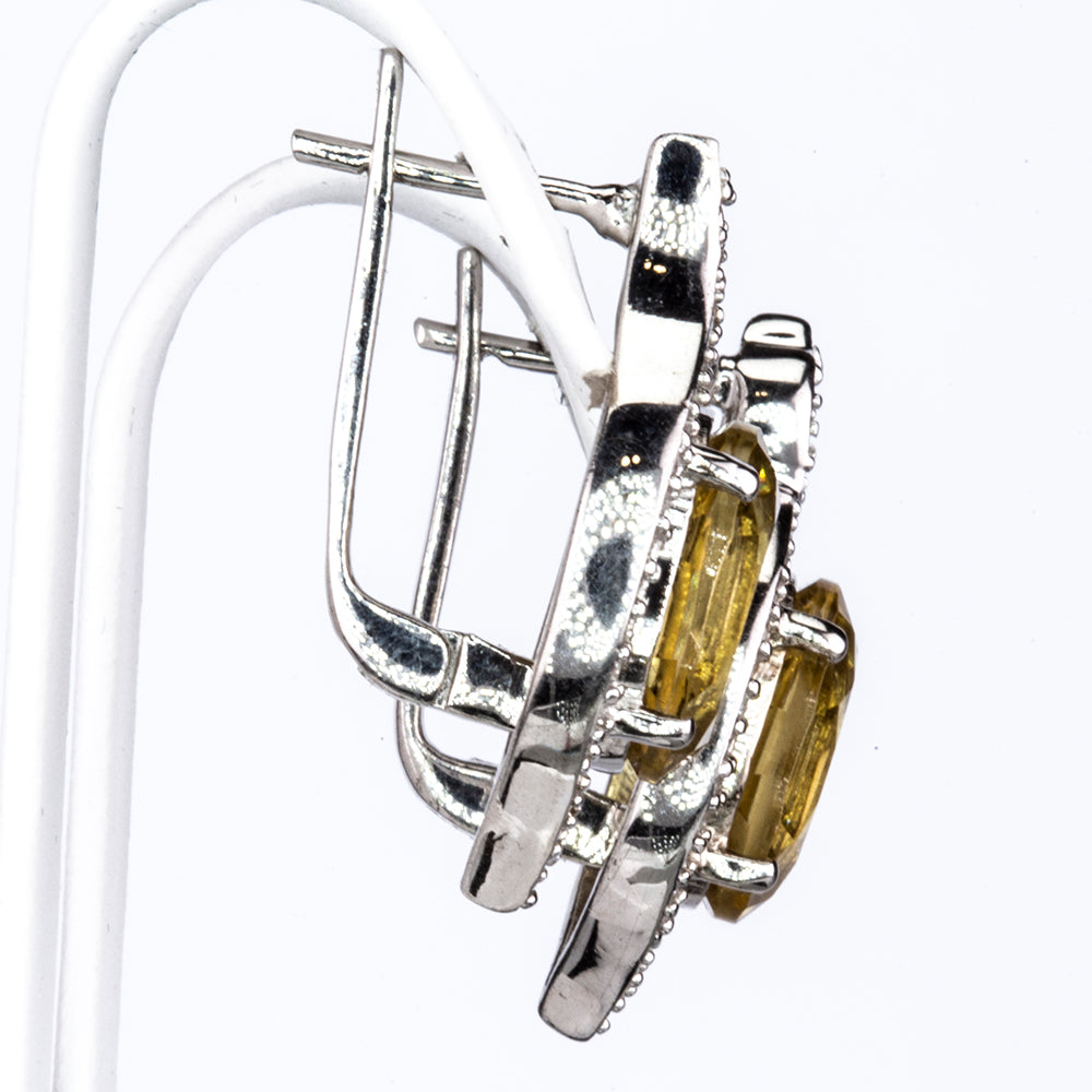 Silberohrringe mit bolivianischem Quarz und weißem Topas 3 