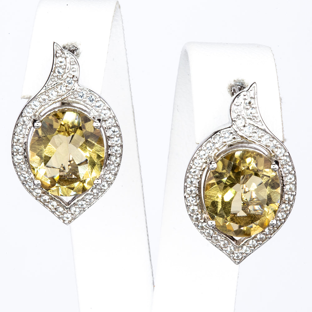 Silberohrringe mit bolivianischem Quarz und weißem Topas 2 