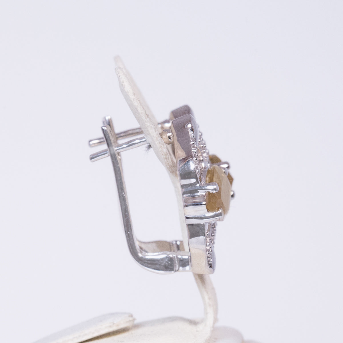 Silberohrringe mit bolivianischem Quarz und weißem Topas 2 