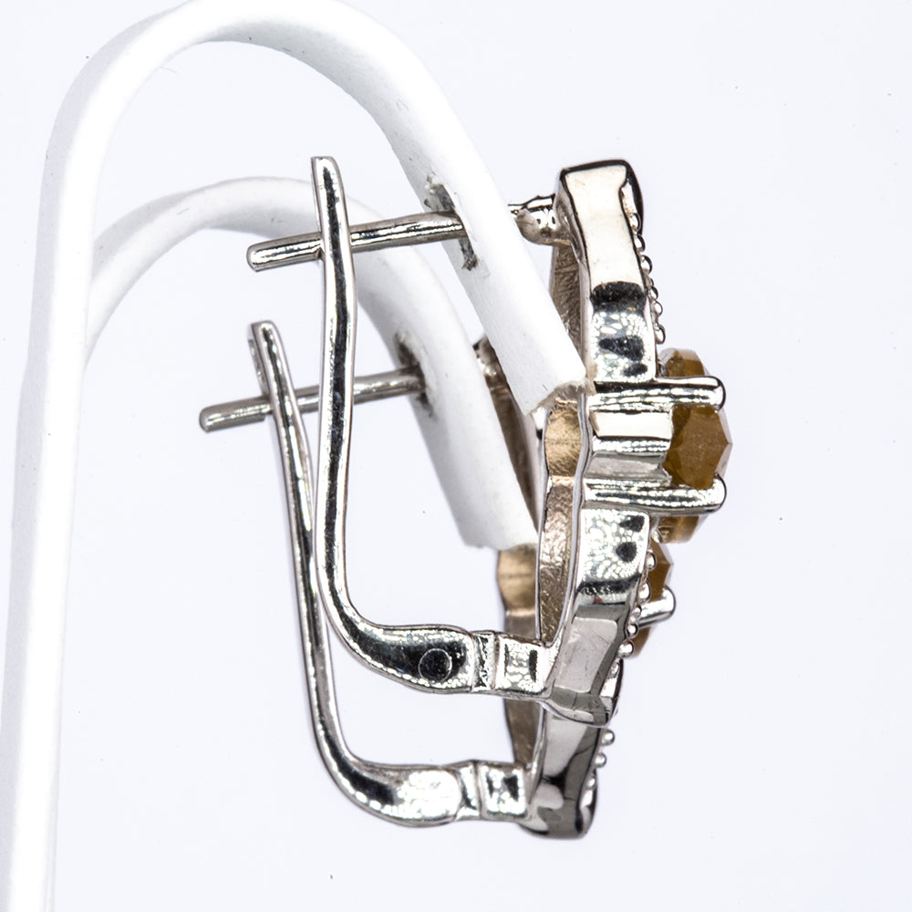 Silberohrringe mit bolivianischem Quarz und weißem Topas 4 