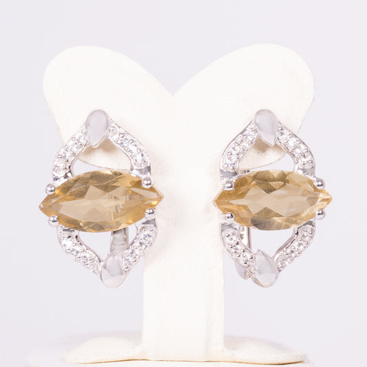 Silberohrringe mit bolivianischem Quarz und weißem Topas