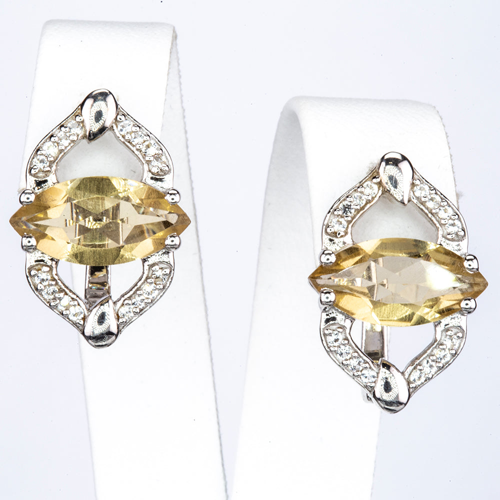 Silberohrringe mit bolivianischem Quarz und weißem Topas 3 