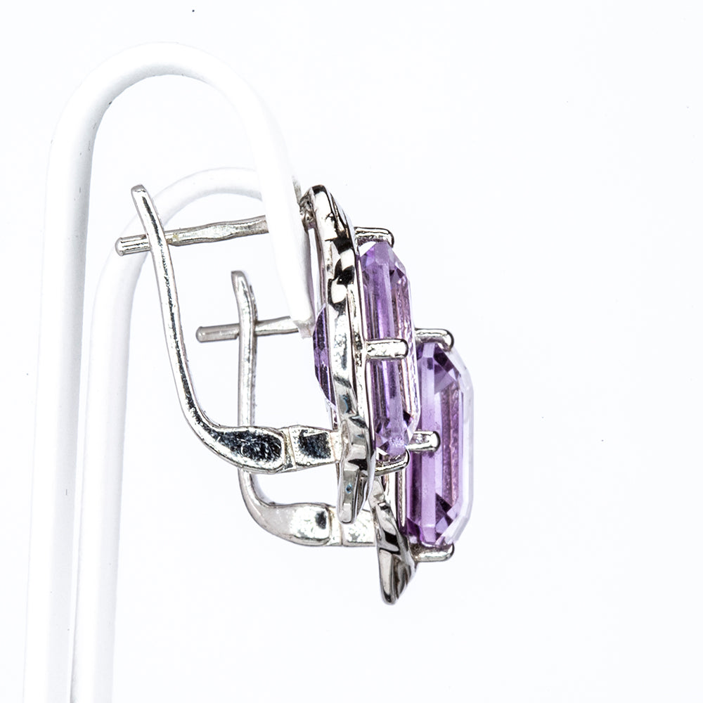 Silberohrringe mit rosa Amethyst aus El Chiquada 4 