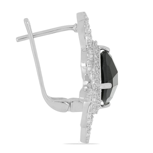 Silberohrringe mit schwarzem Spinell aus Gorno Badakhshan und weißem Topas