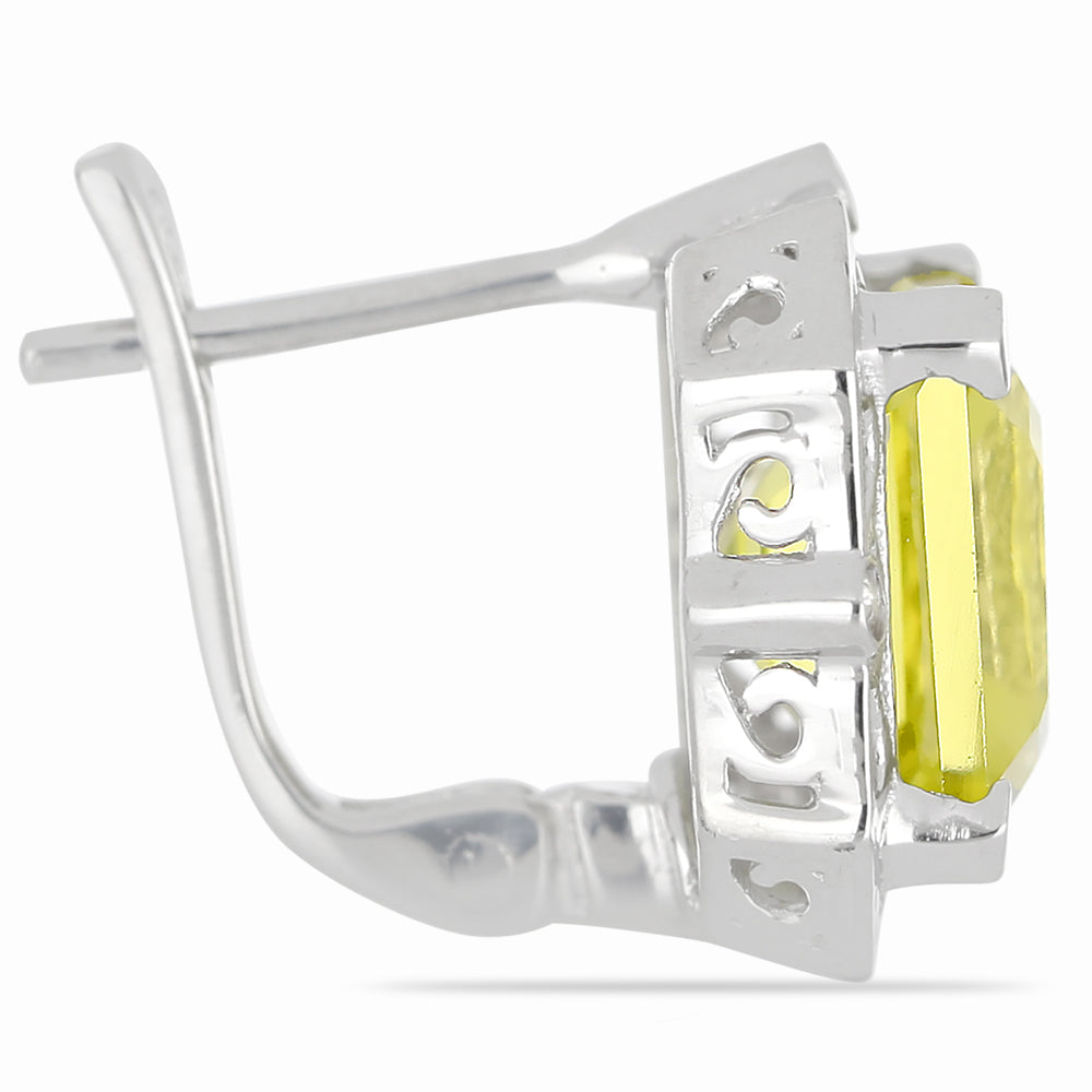 Silberohrringe mit grünem Ouro Quarz und weißem Topas 2 