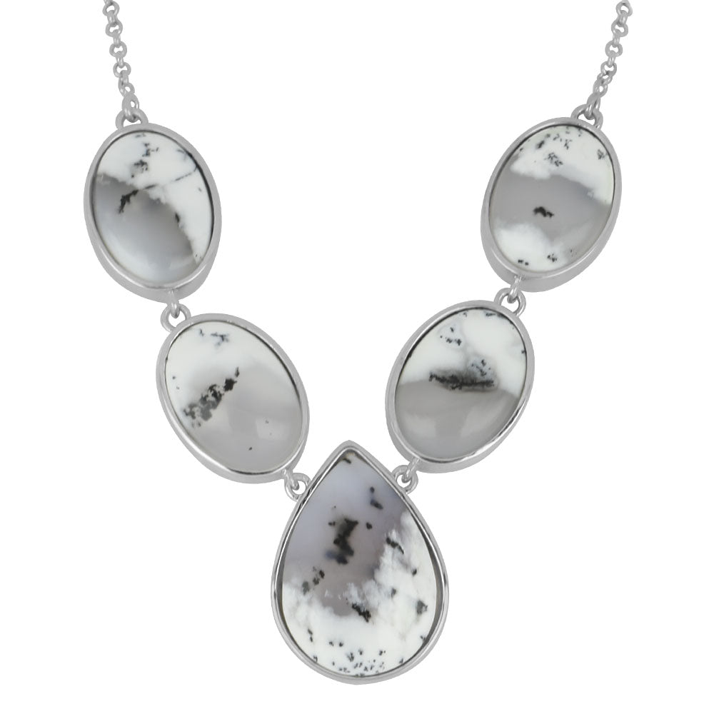 Silberhalskette mit dendritischem Achat aus Bozshakol