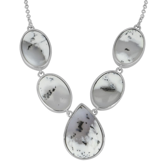 Silberhalskette mit dendritischem Achat aus Bozshakol