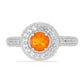 Silberring mit orangefarbenem äthiopischem Opal aus Lega Dembi und weißem Topas