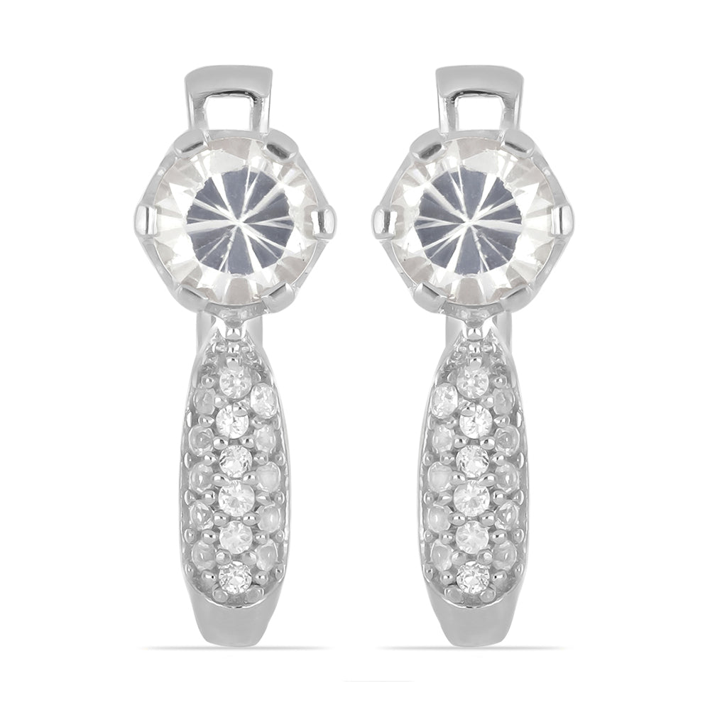 Silberohrringe mit weißem Zirkon aus Ratanakiri und weißem Topas 1 