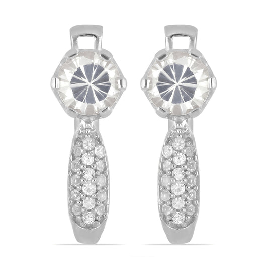 Silberohrringe mit weißem Zirkon aus Ratanakiri und weißem Topas