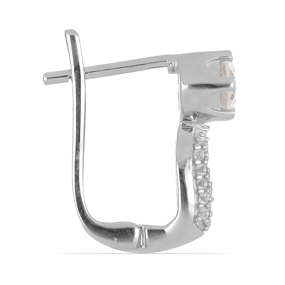 Silberohrringe mit weißem Zirkon aus Ratanakiri und weißem Topas 3 