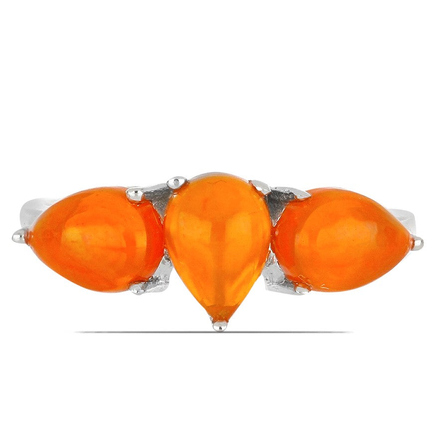 Silberring mit amerikanischem orangefarbenem Feueropal 1 
