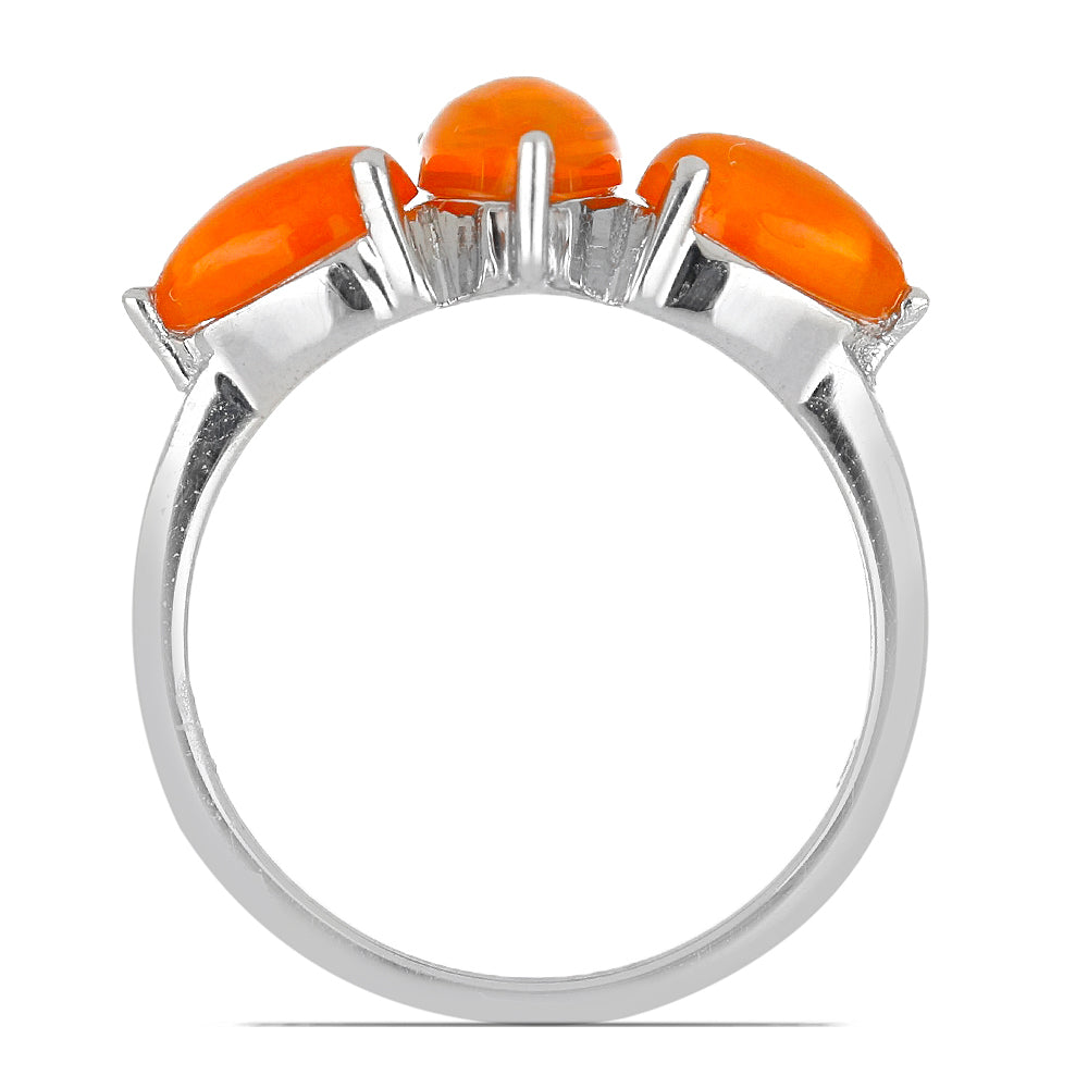 Silberring mit amerikanischem orangefarbenem Feueropal 3 