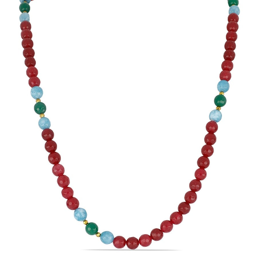 Nugget Halskette mit verschiedenfarbigen Quarzen und Hämatit 1 