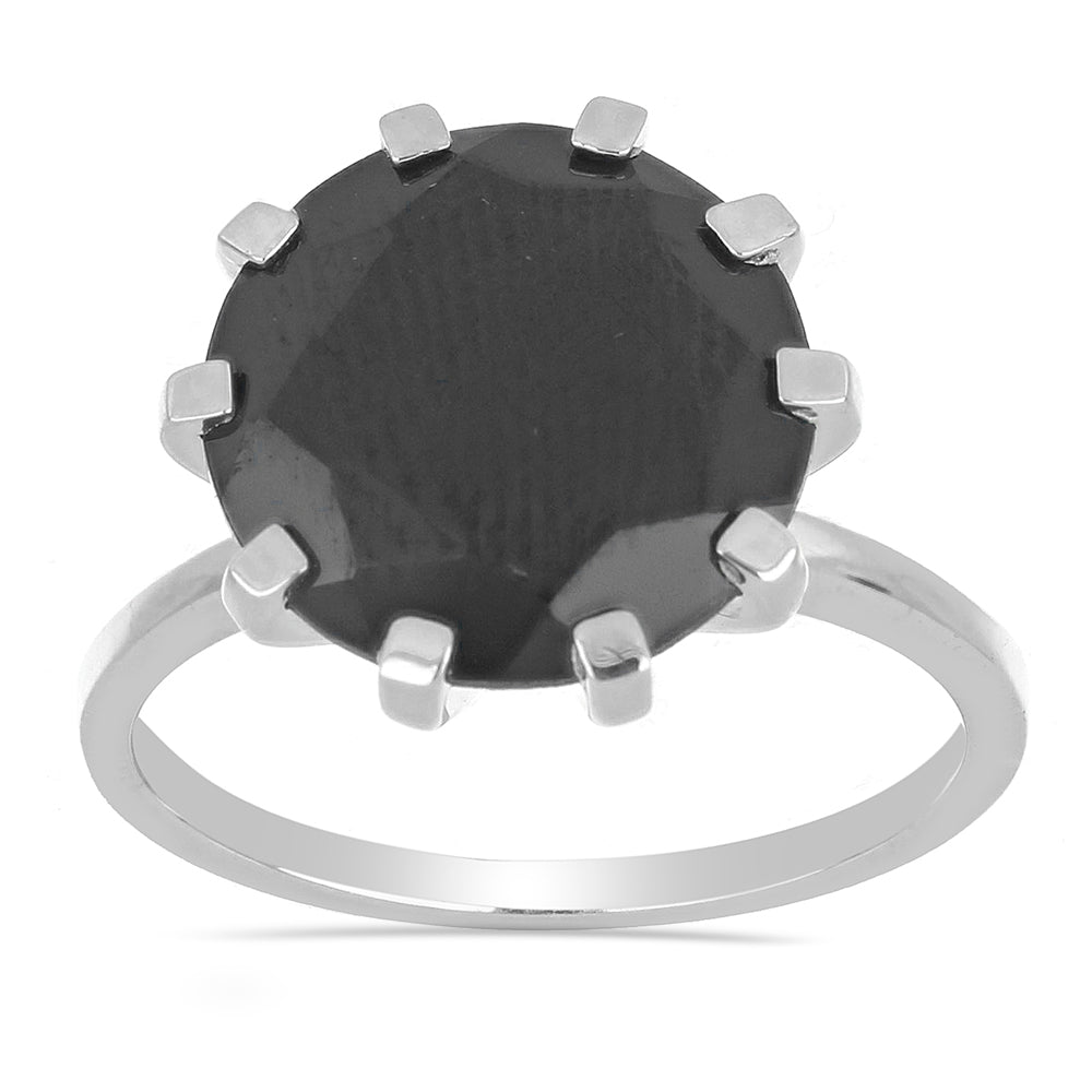 Silberring mit schwarzem Spinell aus Gorno Badakhshan