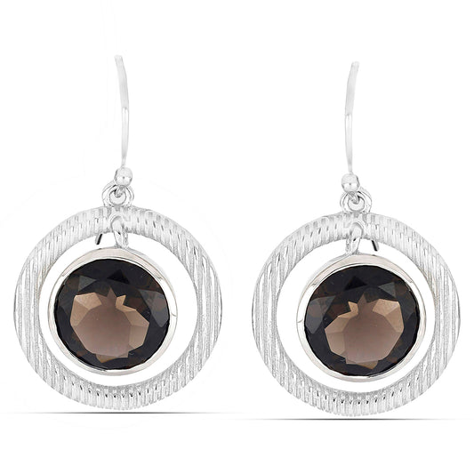 Silberohrringe mit Rauchquarz aus Gondo