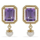 Goldplattierte Silberohrringe mit weißer Süßwasserperle und Amethyst aus Vera Cruz