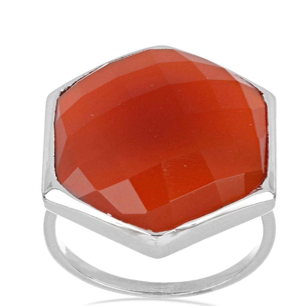 Silberring mit rotem Achat aus Spruce Pine