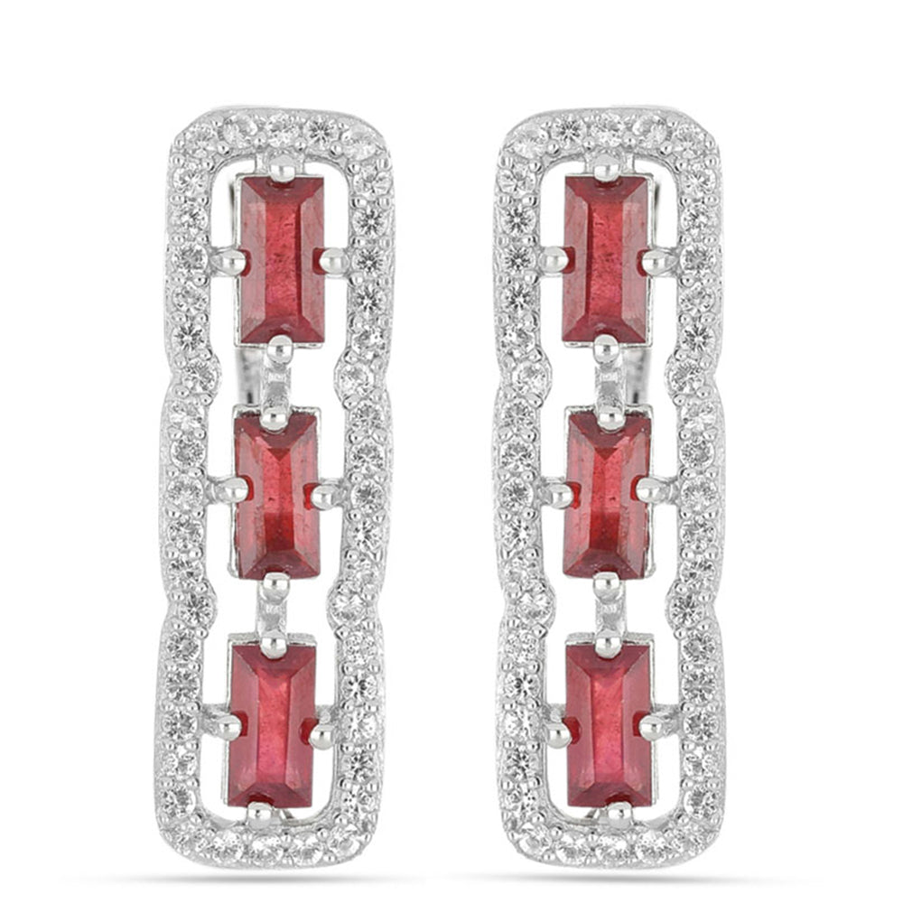 Silberohrringe mit Rubin aus Madagaskar und weißem Topas