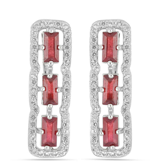 Silberohrringe mit Rubin aus Madagaskar und weißem Topas