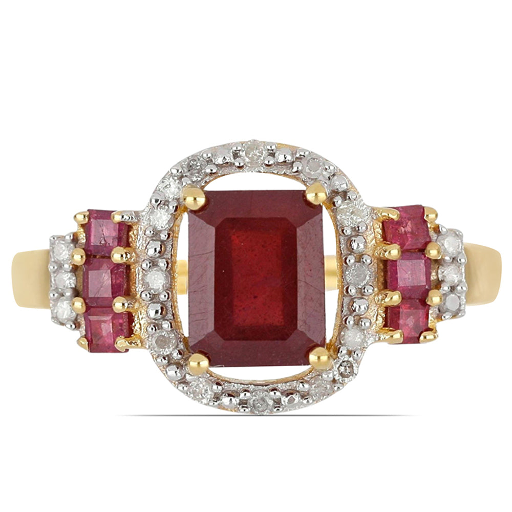 Goldplattierter Silberring mit Rubin aus Madagaskar und weißem Topas 1 