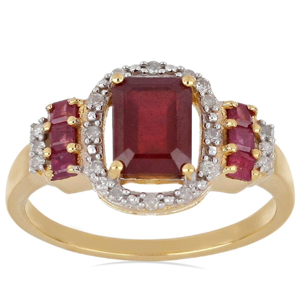 Goldplattierter Silberring mit Rubin aus Madagaskar und weißem Topas 2 