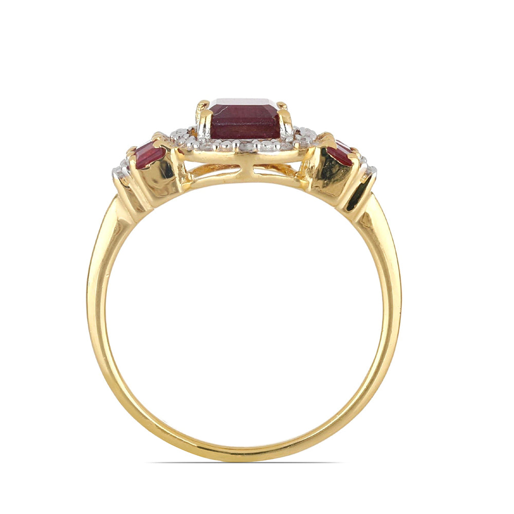 Goldplattierter Silberring mit Rubin aus Madagaskar und weißem Topas 3 