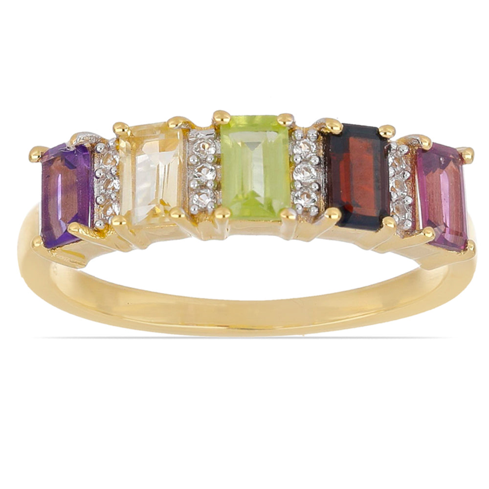 Goldplattierter Silberring mit Amethyst aus Vera Cruz und Zitrin aus dem Ural