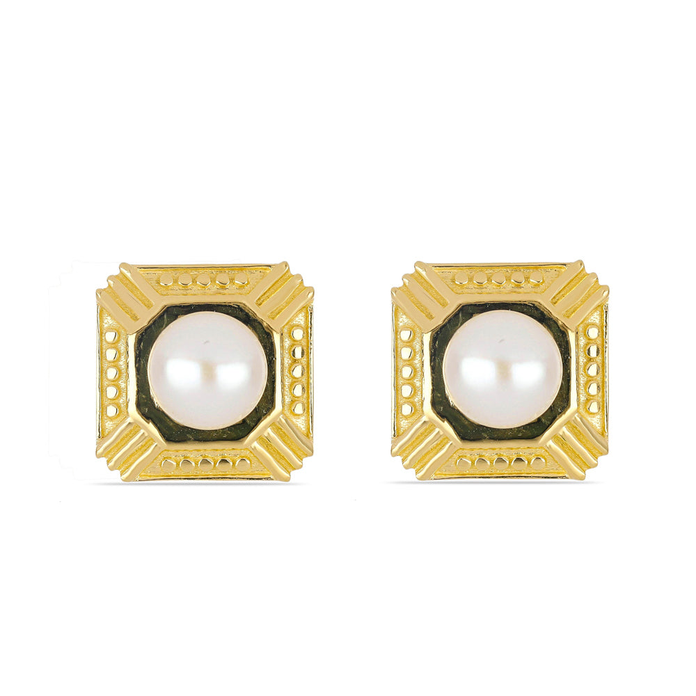Goldplattierte Silberohrringe mit weißer Süßwasserperle