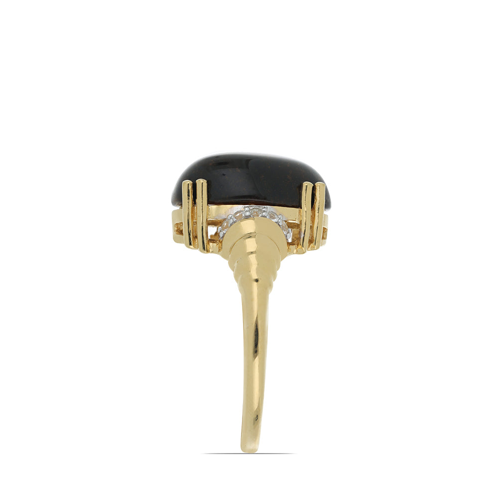 Goldplattierter Silberring mit Tigerauge aus Mount Brockman und weißem Topas 4 