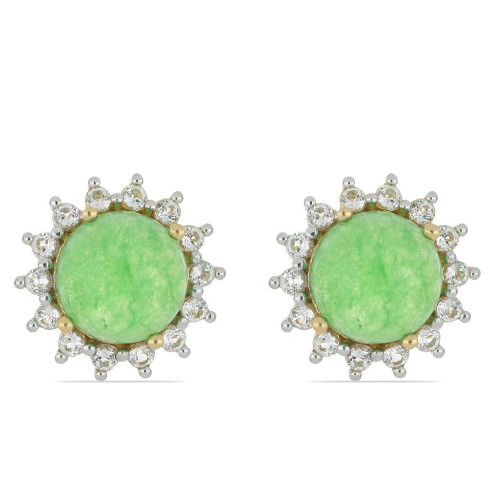 Goldplattierte Silberohrringe mit Jadeit aus Marsden River und weißem Topas