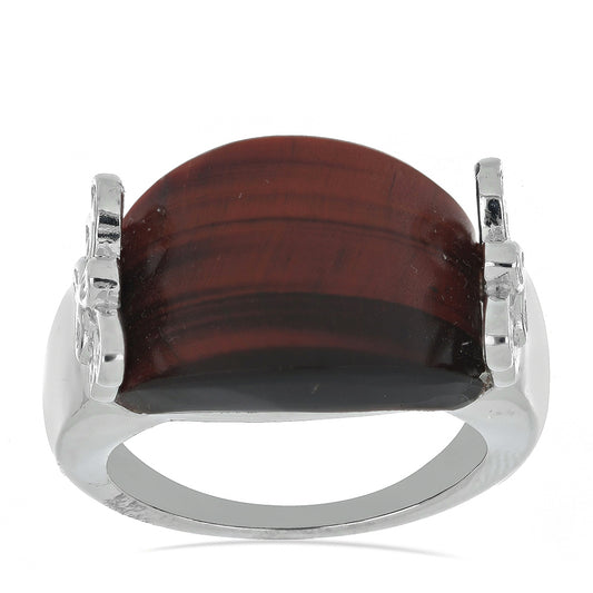 Silberring mit rotem Tigerauge aus Mount Brockman