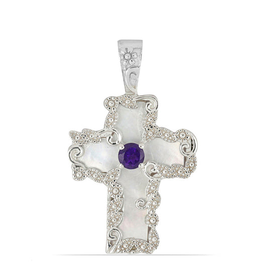 Silberanhänger mit Perlmutt und Amethyst aus Vera Cruz