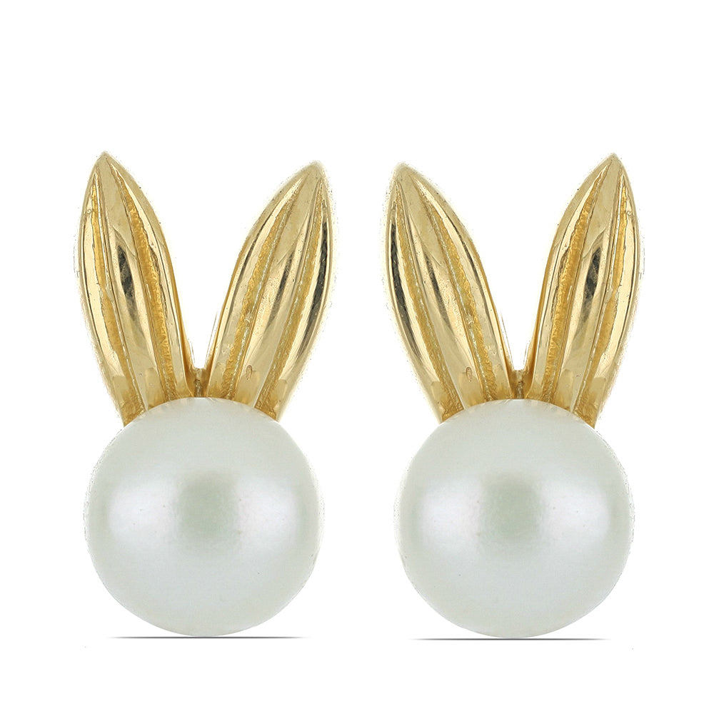 Goldplattierte Silberohrringe mit weißer Süßwasserperle 1 