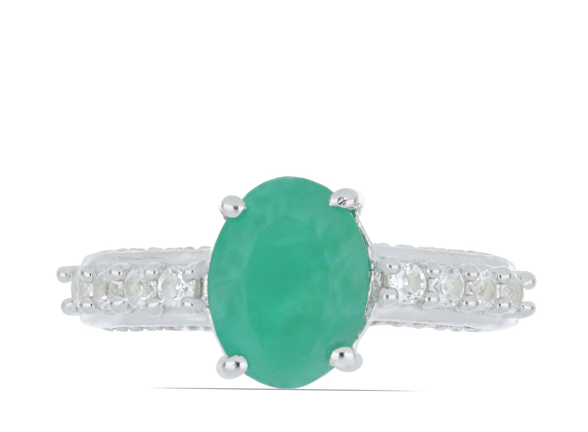 Silberring mit brasilianischem Smaragd und weißem Topas 1 