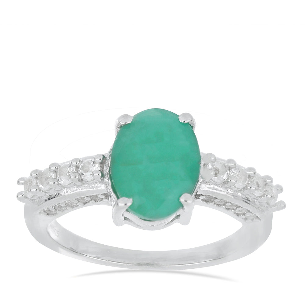 Silberring mit brasilianischem Smaragd und weißem Topas