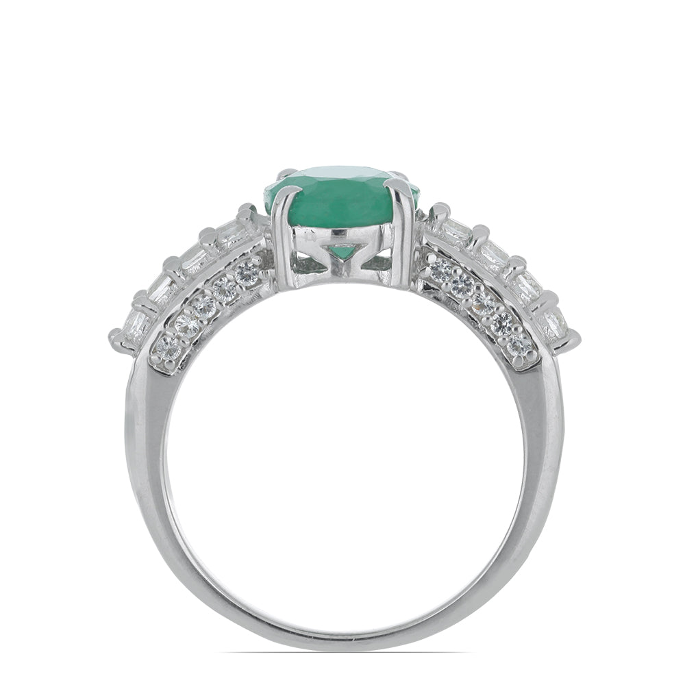 Silberring mit brasilianischem Smaragd und weißem Topas