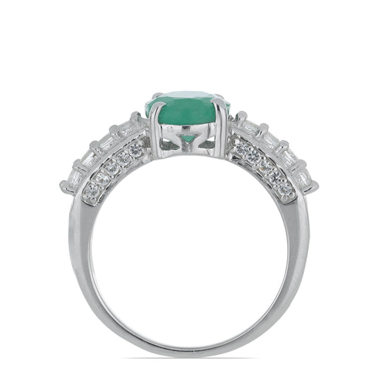 Silberring mit brasilianischem Smaragd und weißem Topas