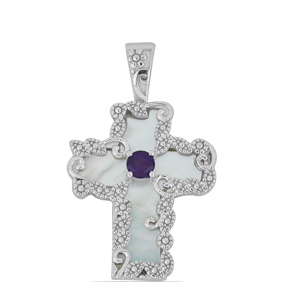 Silberanhänger mit Perlmutt und Amethyst aus Vera Cruz 1 