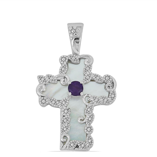Silberanhänger mit Perlmutt und Amethyst aus Vera Cruz