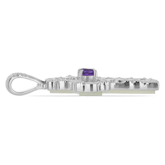 Silberanhänger mit Perlmutt und Amethyst aus Vera Cruz
